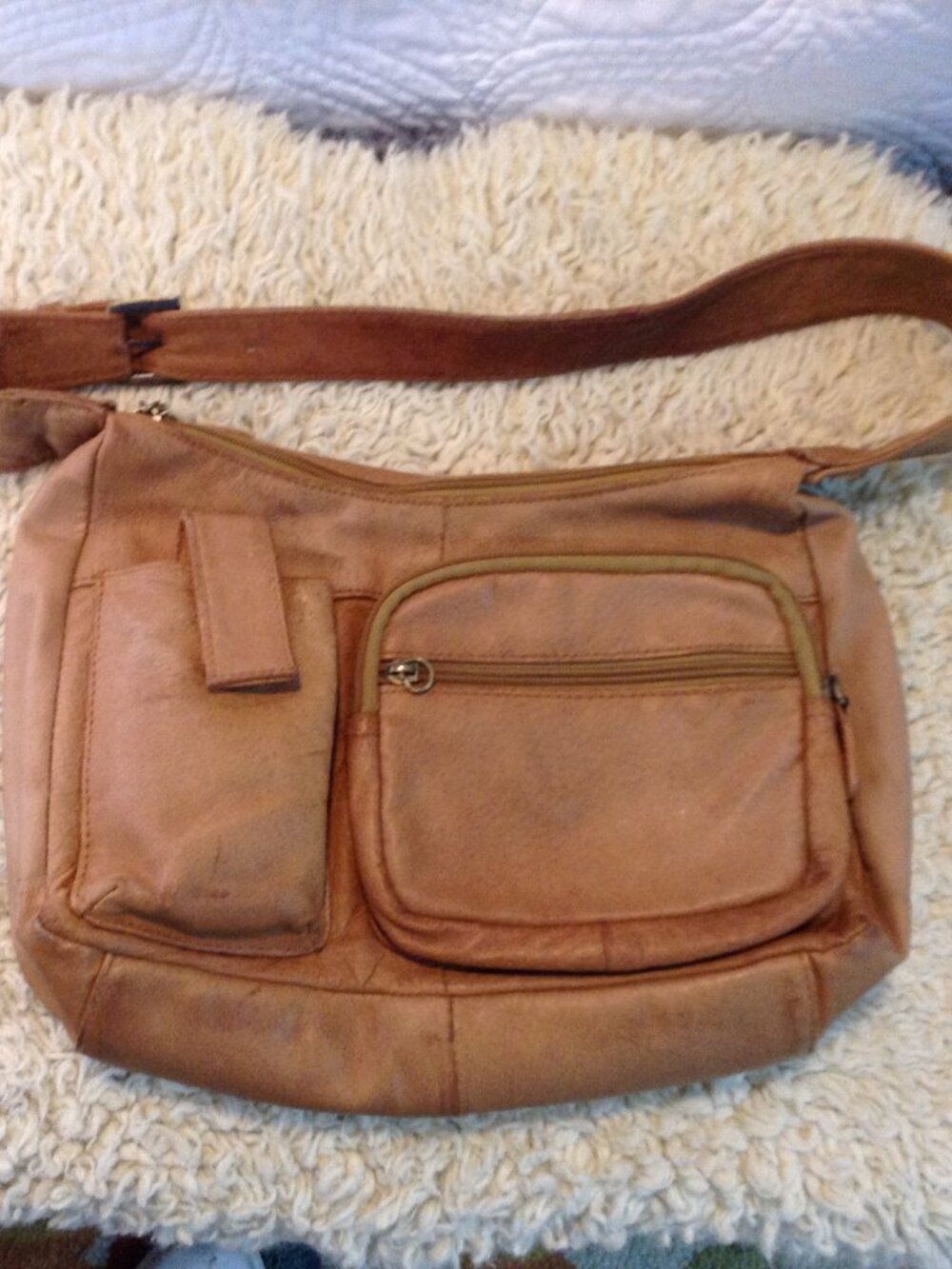 VTG 70-80's Classic Great American Leatherworks Shoulder Bag Camel/Beige Granola